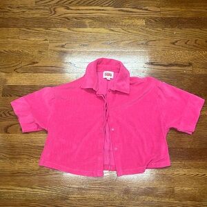 Solid & Striped Cropped Terry Cloth Shirt Size Small